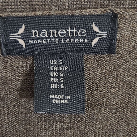 Nanette Lepore Extra Fine Merino Wool Chocolate Brown Cardigan Sweater Size S - Picture 5 of 6